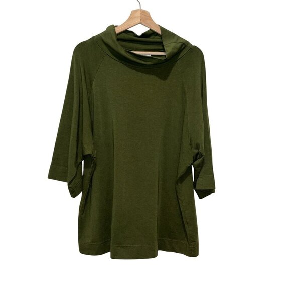 NWT Bryn Walker Olive Green Cowl Neck 3/4 Sleeve Loose Fit Tunic Top womens Smal - Picture 2 of 11